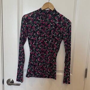 DVF Mesh Mock Neck Top